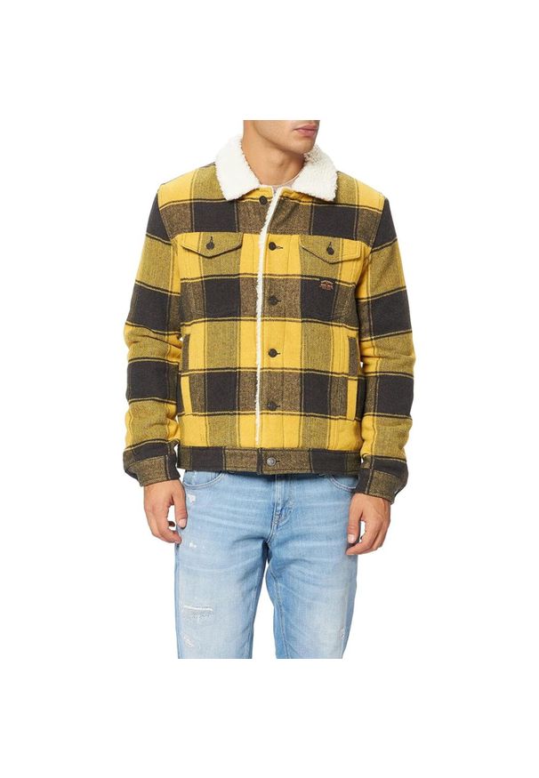 Superdry - Kurtka turystyczna męska SuperDry Highwayman Trucker. Kolor: czarny. Materiał: wełna, akryl, nylon, poliester. Sport: turystyka piesza