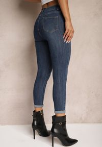 Renee - Niebieskie Jeansy Skinny High Waist z Bawełną Evirinase. Okazja: na co dzień. Stan: podwyższony. Kolor: niebieski. Styl: casual, elegancki