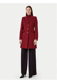 Motivi Płaszcz wełniany 0039Q200539N Bordowy Slim Fit. Kolor: czerwony. Materiał: wełna #5