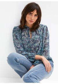 bonprix - Bluzka w stylu tuniki. Kolor: niebieski. Wzór: nadruk #1