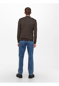 Only & Sons Sweter 22021264 Brązowy Regular Fit. Kolor: brązowy. Materiał: wiskoza