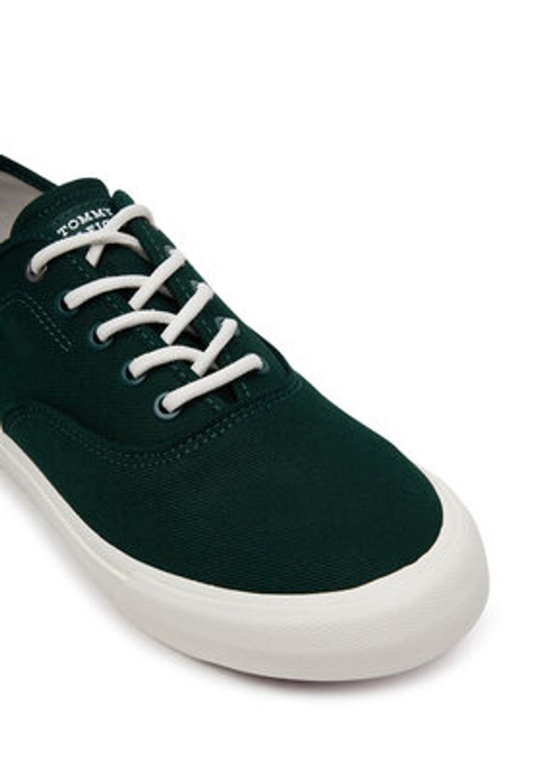 TOMMY HILFIGER - Tommy Hilfiger Tenisówki Th Hi Vulc Low Oxford Twill FM0FM05400 Zielony. Kolor: zielony. Materiał: materiał
