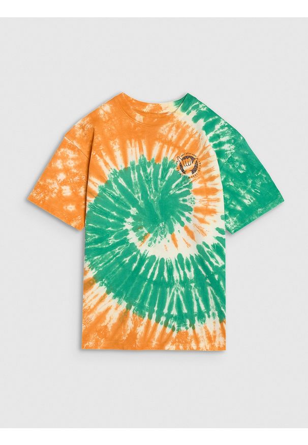 4f - T-shirt oversize tie-die chłopięcy - multikolor. Kolor: wielokolorowy