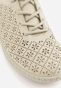 Renee - Zielone Ażurowe Tenisówki w Stylu Boho Tidira. Okazja: na co dzień. Kolor: zielony. Wzór: ażurowy. Sezon: wiosna. Styl: boho #4