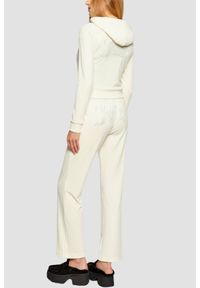 Juicy Couture - JUICY COUTURE Kremowe spodnie dresowe damskie z cyrkoniami Tina, Rozmiar S. Kolor: beżowy. Materiał: dresówka. Wzór: aplikacja #2