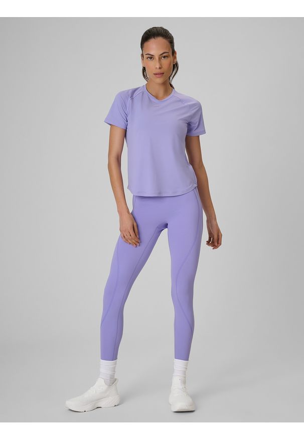 4f - 4F Koszulka treningowa regular szybkoschnąca damska - fioletowa S. Kolor: fioletowy. Materiał: materiał, włókno. Sport: fitness