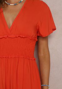 Renee - Pomarańczowa Sukienka z Wiskozy Rukhsar. Kolor: pomarańczowy. Materiał: wiskoza. Długość rękawa: krótki rękaw. Długość: mini #3