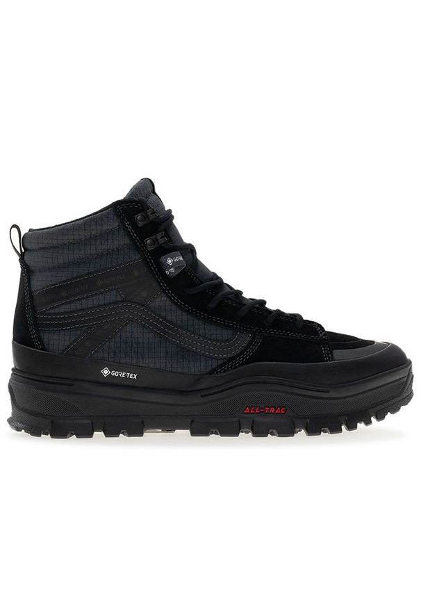 Buty męskie Vans SK8-Hi Gore-Tex Insulated VN000DARBKA1 - czarne. Kolor: czarny. Materiał: guma, materiał, zamsz, skóra, syntetyk. Szerokość cholewki: normalna. Technologia: Gore-Tex. Sezon: jesień. Model: Vans SK8
