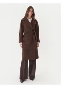 Weekend Max Mara Płaszcz wełniany Resina 2525016102 Brązowy Regular Fit. Kolor: brązowy. Materiał: wełna