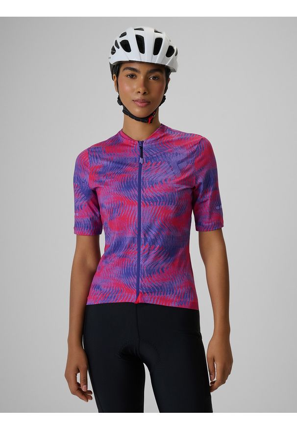 4f - 4F Koszulka kolarska damska - fioletowa L. Kolor: fioletowy. Materiał: dzianina, skóra, materiał. Długość: długie. Sport: kolarstwo