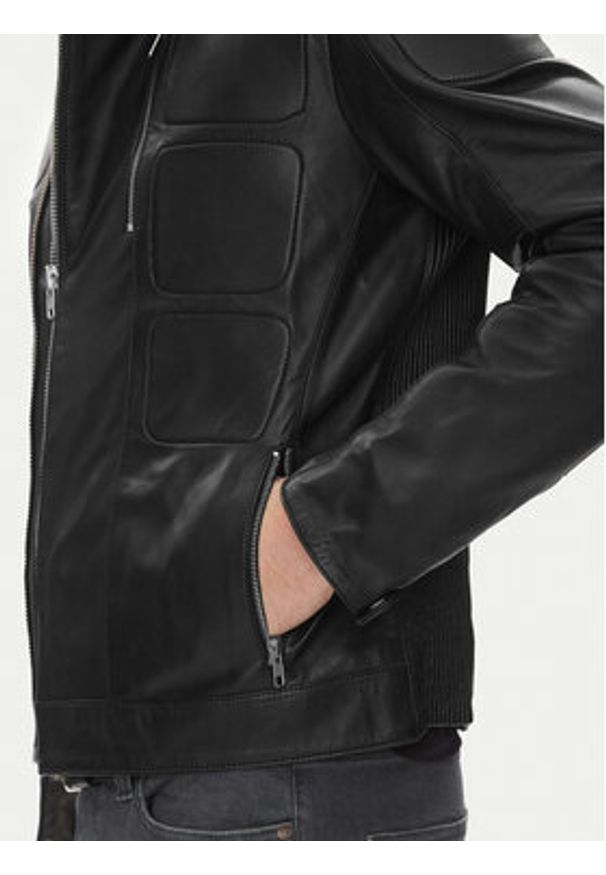 Serge Pariente Kurtka skórzana Couture Czarny Slim Fit. Kolor: czarny. Materiał: skóra