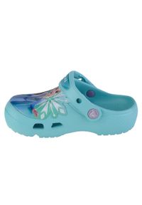 Japonki Crocs Disney Frozen II T, Dzieci. Kolor: niebieski. Materiał: materiał, syntetyk. Wzór: motyw z bajki