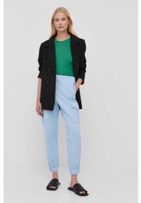 MAX&Co. spodnie bawełniane damskie joggery high waist. Stan: podwyższony. Kolor: niebieski. Materiał: bawełna #4