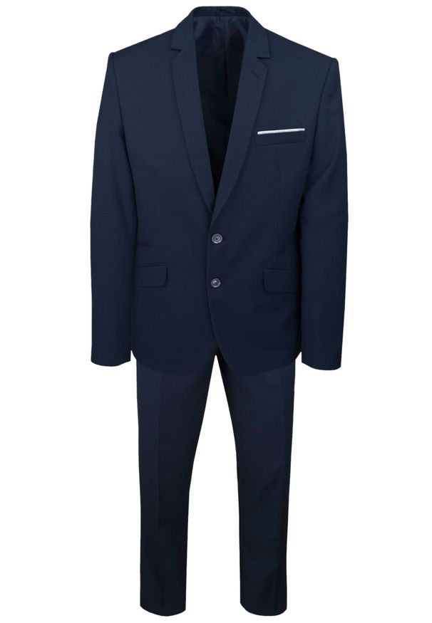 Męski, Taliowany Garnitur (Wesele, Studniówka) - Casino - Granat. Materiał: poliester, wiskoza