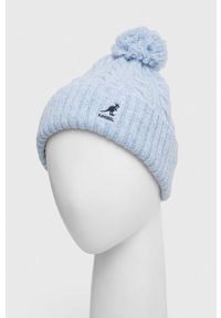 Kangol czapka z domieszką wełny kolor niebieski z grubej dzianiny. Kolor: niebieski. Materiał: wełna, dzianina #3