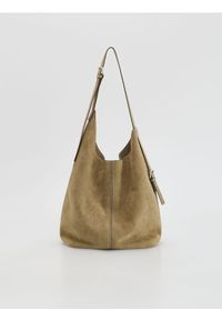 Reserved - Torebka hobo z imitacji skóry - beżowy. Kolor: beżowy. Materiał: skórzane. Styl: klasyczny #1