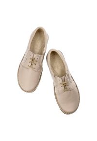 Beżowe Półbuty Wasak Wygodne Skórzane Buty. Okazja: na co dzień. Zapięcie: sznurówki. Kolor: beżowy. Materiał: skóra. Szerokość cholewki: normalna. Styl: casual, klasyczny #7