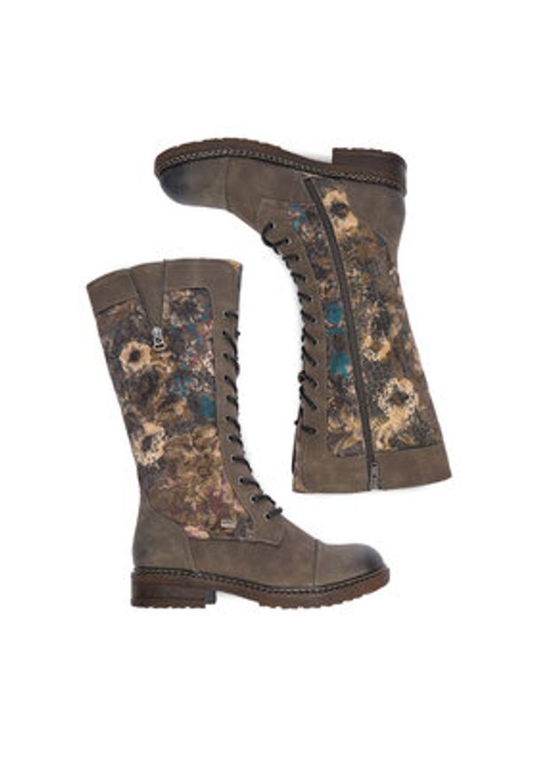 Rieker Kozaki CEO-94731-90 Khaki. Kolor: brązowy. Materiał: materiał, syntetyk