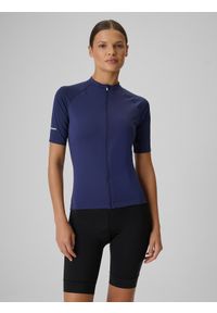 4f - 4F Koszulka kolarska damska - granatowa XS. Kolor: niebieski. Materiał: skóra, materiał, włókno, tkanina. Długość rękawa: raglanowy rękaw. Długość: długie. Sport: kolarstwo #1