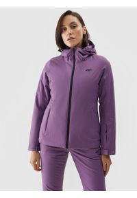 4f - Kurtka narciarska membrana 5000 damska - fioletowa. Kolor: fioletowy. Materiał: tkanina. Wzór: gładki. Sezon: zima #1