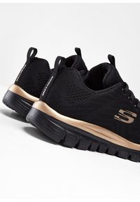 bonprix - Sneakersy marki Skechers z pianką memory. Kolor: czarny. Wzór: kolorowy #2