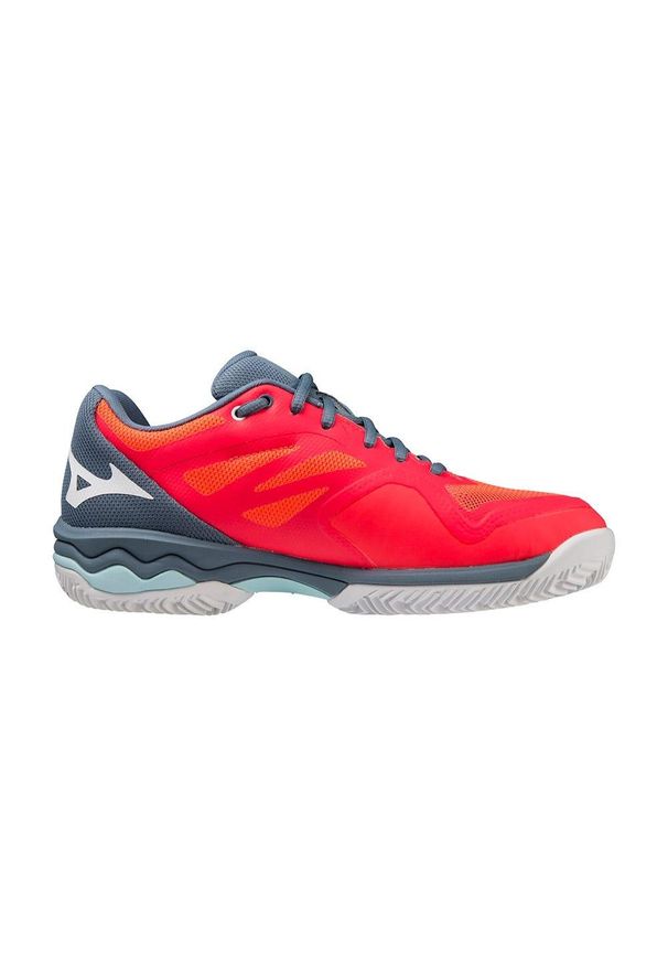 Buty do tenisa damskie Mizuno Wave Exceed Light CC fierry. Kolor: czerwony, szary, niebieski, wielokolorowy. Model: Mizuno Wave. Sport: tenis
