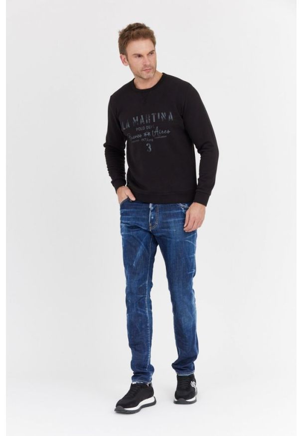 La Martina - LA MARTINA Czarna bluza męska z vintage logo, Rozmiar 3XL. Kolor: czarny. Styl: vintage