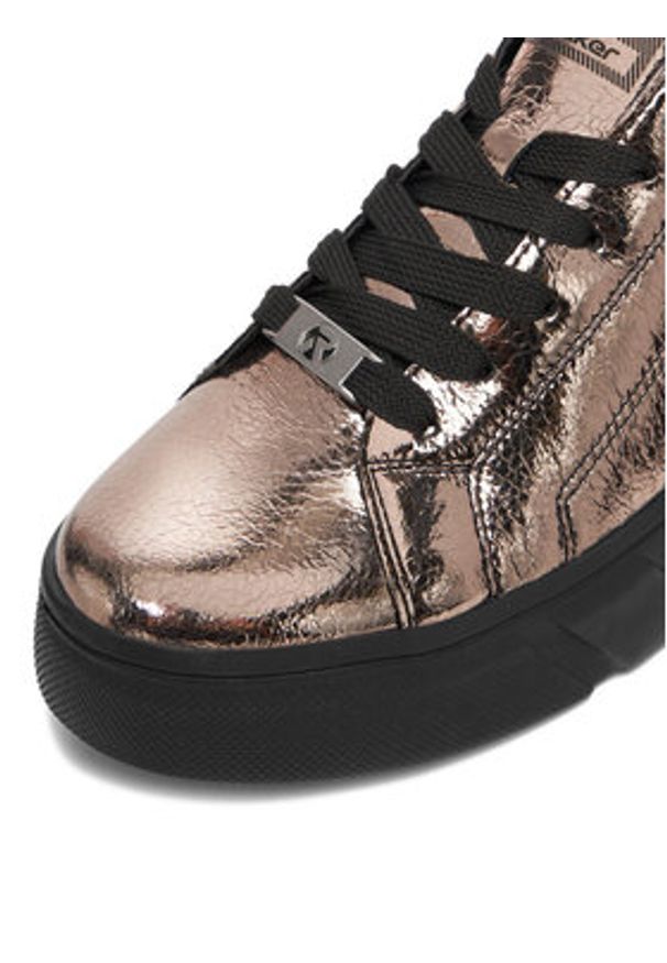 Rieker Sneakersy W2601-91 Złoty. Kolor: złoty. Materiał: skóra, lakier