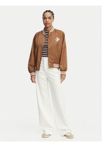 TOMMY HILFIGER - Tommy Hilfiger Kurtka bomber Logo Appliqué WW0WW48618 Brązowy jasny Regular Fit. Kolor: brązowy. Materiał: syntetyk #2