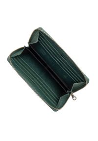 Wittchen - Damski portfel skórzany z ozdobnym brzegiem duży zielony. Kolor: zielony. Materiał: skóra