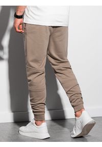 Ombre Clothing - Spodnie męskie dresowe - brązowe P954 - XXL. Kolor: brązowy. Materiał: dresówka. Wzór: gładki #2