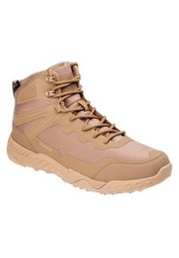 Buty do chodzenia męskie Magnum Bondsteel Mid Wp. Wysokość cholewki: za kostkę. Zapięcie: sznurówki. Kolor: brązowy. Materiał: guma, syntetyk, tkanina, materiał. Szerokość cholewki: normalna. Sport: turystyka piesza