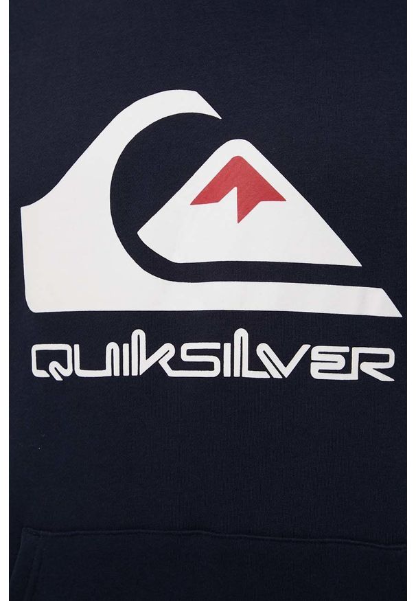 Quiksilver bluza męska kolor granatowy z kapturem z nadrukiem. Typ kołnierza: kaptur. Kolor: niebieski. Materiał: dzianina. Wzór: nadruk