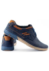 KOMODO Buty męskie casual 861L granatowe niebieskie. Okazja: na co dzień. Kolor: niebieski. Materiał: skóra, jeans. Sezon: jesień, wiosna. Styl: casual