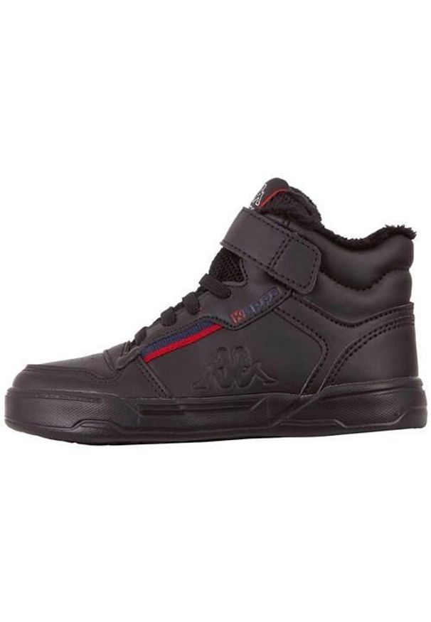 Buty do chodzenia dla dzieci Kappa Mangan II Ice K. Wysokość cholewki: za kostkę. Zapięcie: rzepy. Kolor: czarny. Materiał: materiał, syntetyk, tkanina. Szerokość cholewki: normalna. Sport: turystyka piesza