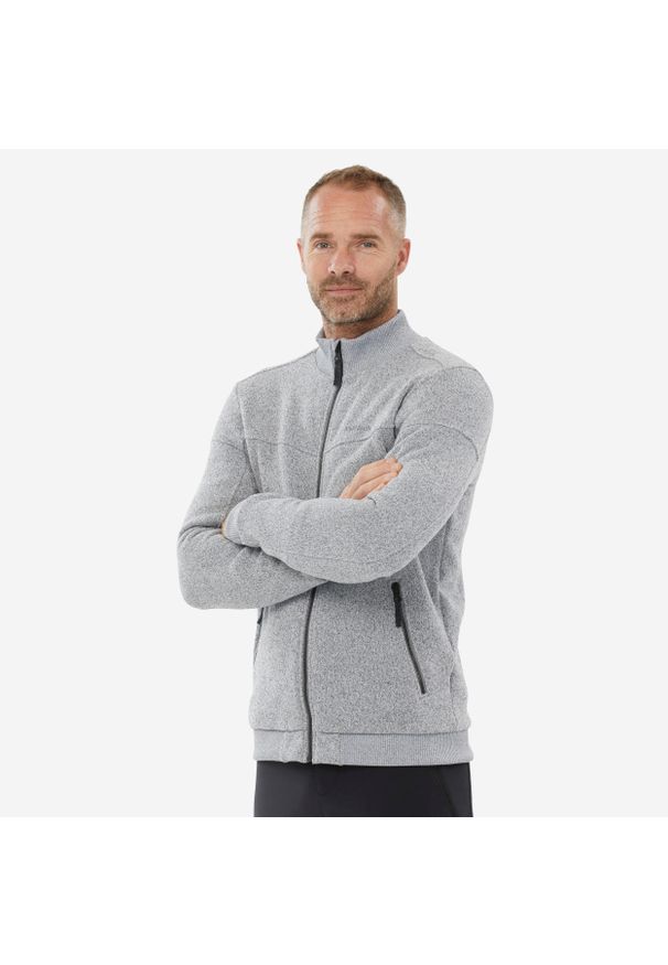 quechua - Polar turystyczny męski Quechua NH100. Kolor: szary. Materiał: tkanina, prążkowany, poliester, materiał, elastan. Sport: turystyka piesza