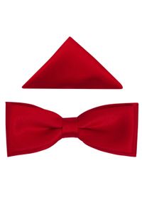 Modini - Czerwona gładka muszka męska slim B10. Kolor: czerwony. Materiał: poliester, tkanina. Wzór: gładki. Styl: elegancki #1