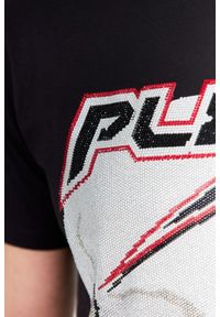 Philipp Plein - PHILIPP PLEIN Czarny t-shirt męski Platinum cut round neck space plein, Rozmiar XXL. Kolor: czarny. Materiał: prążkowany. Wzór: aplikacja #3
