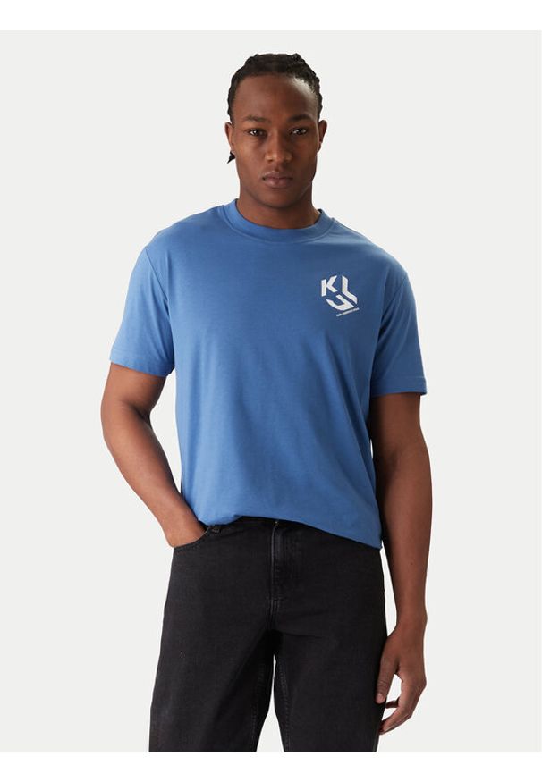 Karl Lagerfeld Jeans T-Shirt A2M17072 Niebieski Regular Fit. Kolor: niebieski. Materiał: syntetyk