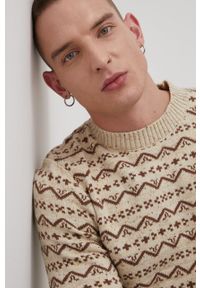 Premium by Jack&Jones Sweter z domieszką wełny męski kolor beżowy. Okazja: na co dzień. Kolor: beżowy. Materiał: wełna. Długość rękawa: długi rękaw. Długość: długie. Styl: casual #2