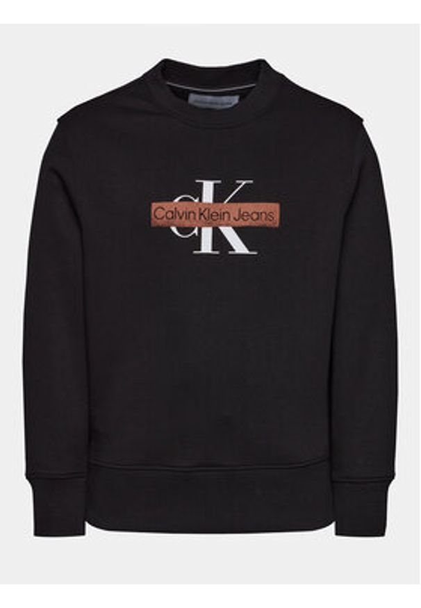 Calvin Klein Jeans Bluza Monologo Stencil J30J324113 Czarny Relaxed Fit. Kolor: czarny. Materiał: bawełna, syntetyk