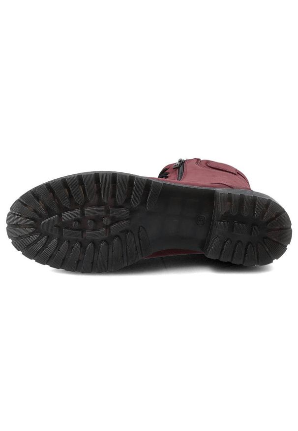 Botki damskie Simen, ze skóry nubukowej z ozdobnym suwakiem , bordowe, 08237-S2079. Zapięcie: sznurówki. Kolor: czerwony. Materiał: nubuk, skóra. Sezon: jesień, zima. Styl: klasyczny