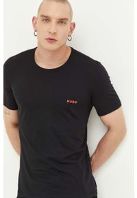 Hugo - HUGO t-shirt bawełniany 3-pack kolor niebieski z nadrukiem. Kolor: niebieski. Materiał: bawełna. Długość rękawa: krótki rękaw. Długość: krótkie. Wzór: nadruk #3