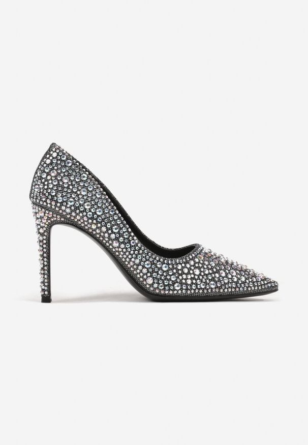 Renee - Czarne Eleganckie Szpilki Wykończone Cyrkoniami Ivilta. Okazja: na spotkanie biznesowe. Kolor: czarny. Obcas: na szpilce. Styl: elegancki. Wysokość obcasa: średni