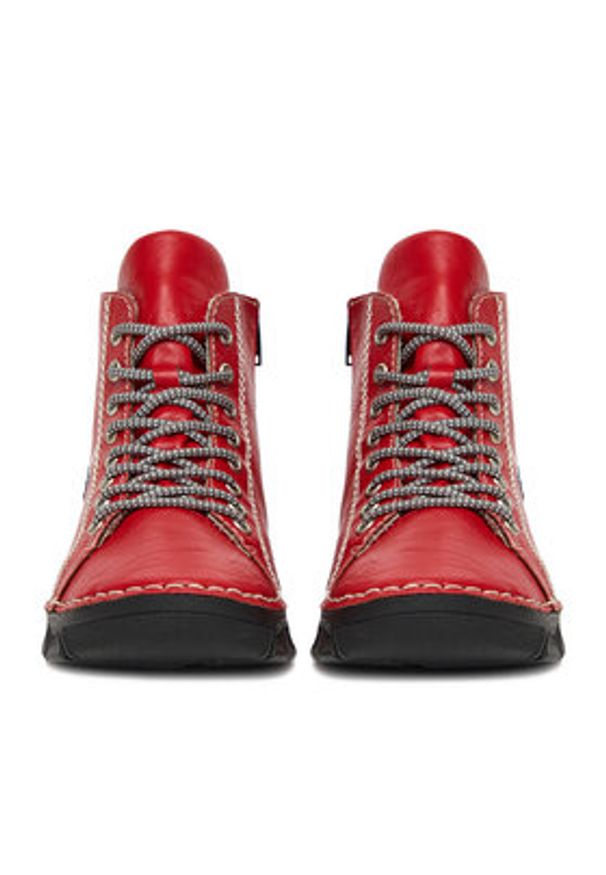 Rieker Trzewiki 55020-33 Czerwony. Kolor: czerwony. Materiał: materiał, skóra