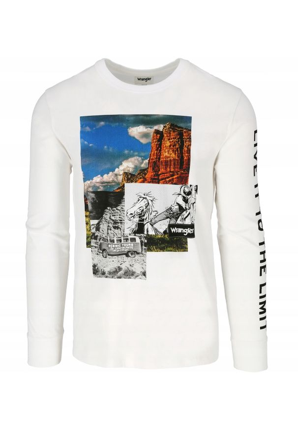 Wrangler - WRANGLER LS COWBOY COOL TEE MĘSKI LONGSLEEVE KOSZULKA Z DŁUGIM RĘKAWEM WHITE W7G8FG989 112131839. Długość rękawa: długi rękaw. Długość: długie