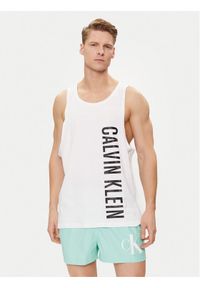 Calvin Klein Swimwear Tank top KM0KM00997 Biały Regular Fit. Kolor: biały. Materiał: bawełna
