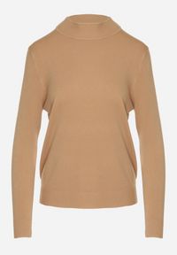 Born2be - Ciemnobeżowy Gładki Sweter z Półgolfem w Stylu Casual Unallia. Okazja: na co dzień. Kolor: beżowy. Materiał: jeans. Długość rękawa: długi rękaw. Długość: długie. Wzór: gładki. Styl: casual #3