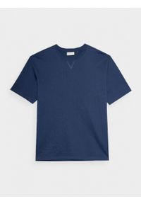 outhorn - T-shirt gładki męski - granatowy. Okazja: na co dzień. Kolor: niebieski. Materiał: bawełna, dzianina. Wzór: gładki. Styl: casual