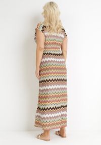 Born2be - Beżowa Rozkloszowana Sukienka Maxi z Gumką w Pasie i Kopertowym Dekoltem Orela. Kolor: beżowy. Materiał: tkanina. Sezon: lato, wiosna. Typ sukienki: kopertowe. Długość: maxi #4